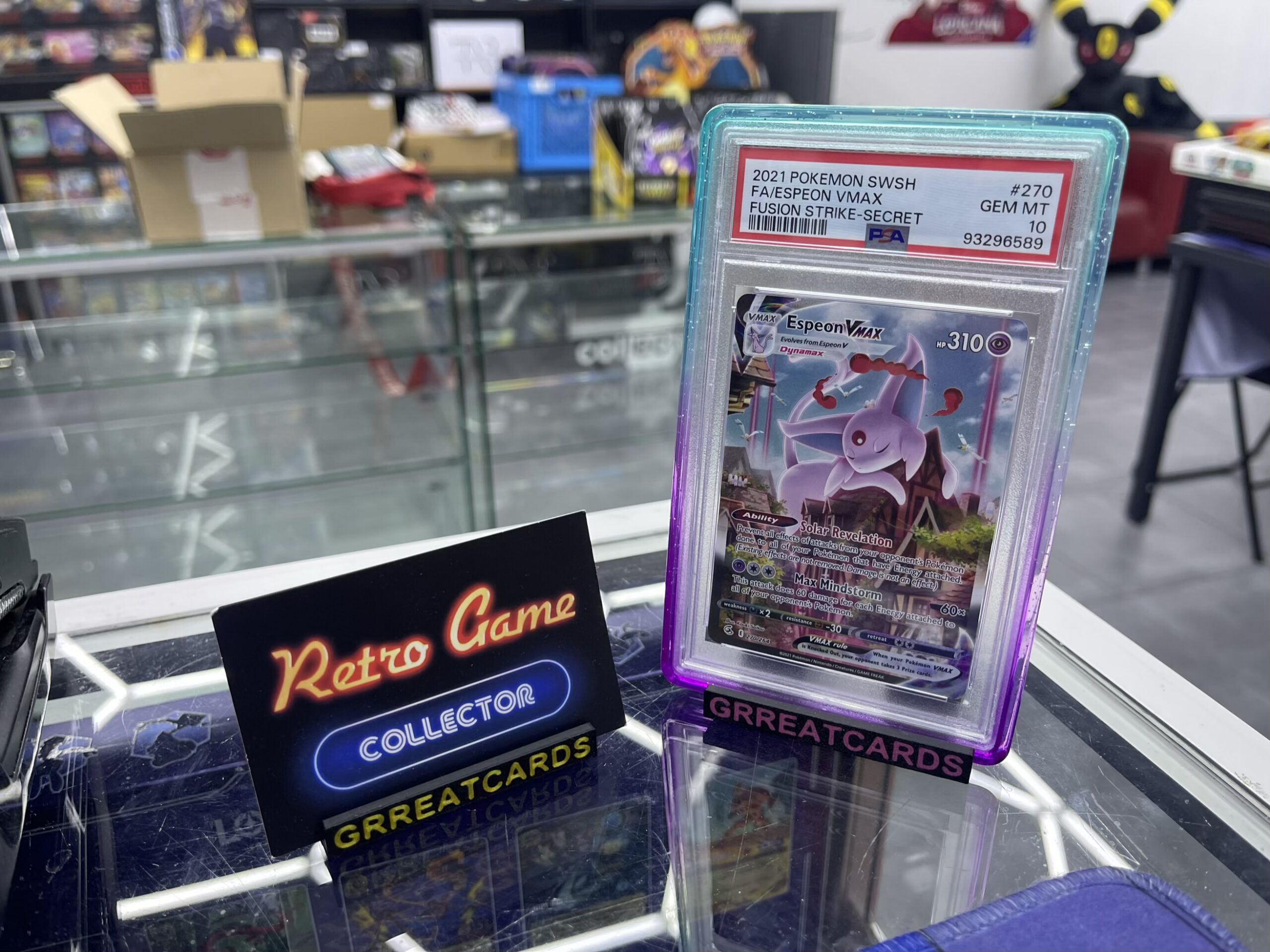 Pokemon TCG : 2021 POKEMON SWSH FUSION STRIKE #270/264 ESPEON VMAX ALT ART SECRET RARE PSA 10 INCL GUARD